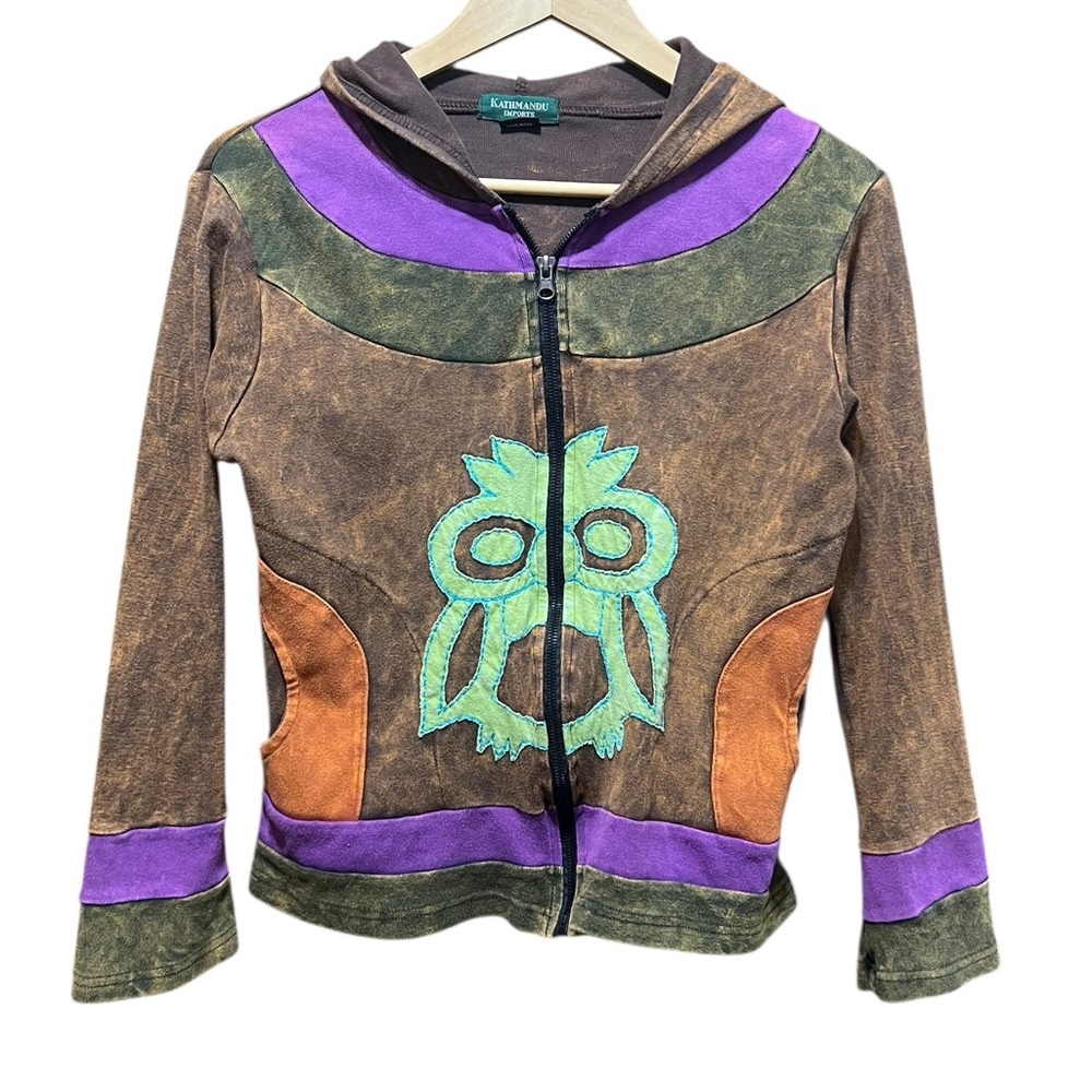 Kathmandu Imports Owl Patchwork Hoodie Size Small